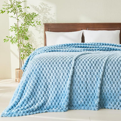 NEWCOSPLAY Super Soft King Blanket Blue Premium Silky Flannel Fleece 3D Clouds - Image 2