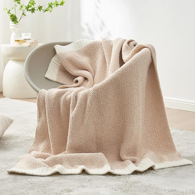 Snuggle Sac Heather Beige Throw Blankets Luxurious Microfiber Fabric, - Image 2