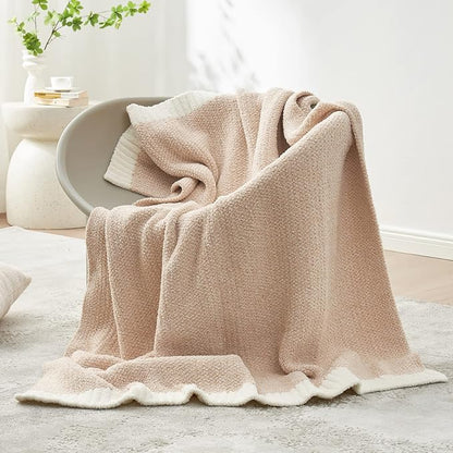 Snuggle Sac Heather Beige Throw Blankets Luxurious Microfiber Fabric, - Image 2