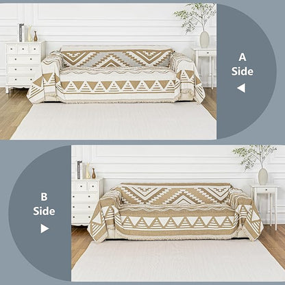 MYSKY HOME Boho Couch Cover for Dogs Washable Khaki Rhombic Couch Sofa - Image 3