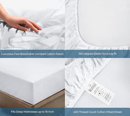 Royale Linen 400 Thread Count 100% American Grown Cotton Fitted Sheet Twin Size - Image 5
