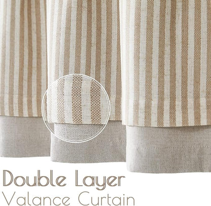 jinchan Linen Striped Valance for Windows 18 Inch Blackout Drapes for Small - Image 4