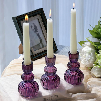 Woho Set of 6 Purple Taper Candle Holders 4.3" H for Halloween Decorations