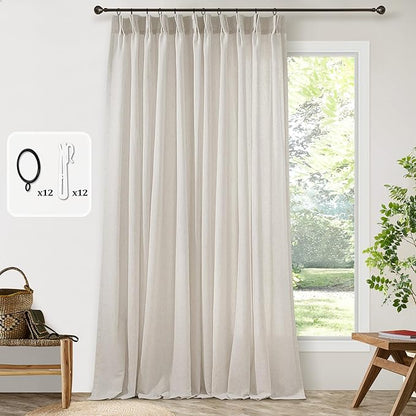 Pinch Pleat 120 Inch Linen Curtains by DUKIYO