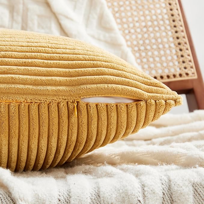 Fancy Homi 2 Packs Gold Yellow Lumbar Decorative Throw Pillow Covers 14x24 Inch - Image 4