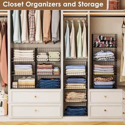 yociyoga 4-tier stackable closet organizers and storage shelves showing dimensions