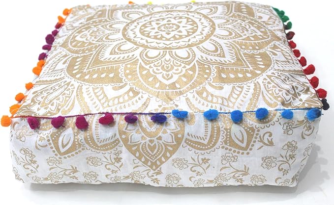 CRAFT KALA 16" Square Large Hippie Mandala Meditation Floor Ottoman Pillow - Image 9