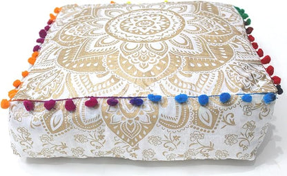 CRAFT KALA 16" Square Large Hippie Mandala Meditation Floor Ottoman Pillow - Image 9