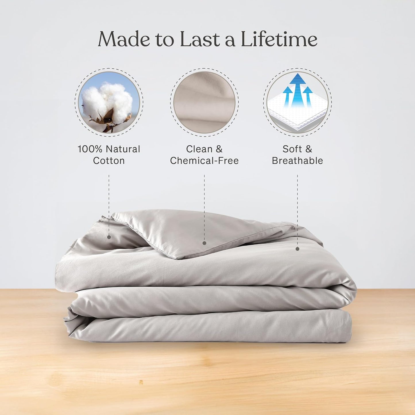 Baloo 100% Cotton Duvet Cover for Weighted Blanket (Silver Sage- 80"x87" - Full/King Size) | Cool, Soft & Durable