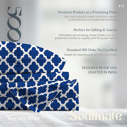Mayfair Linen 100% Cotton Printed Bed Sheets King Size Set - Image 7