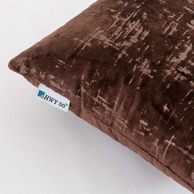 HWY 50 Coffee Velvet Throw Pillow Covers 18x18 Inch - Image 5