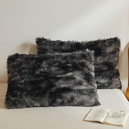 XeGe Tie Dye Faux Fur Fluffy Throw Pillow Cases, Plush Shaggy Soft Furry by XeGe