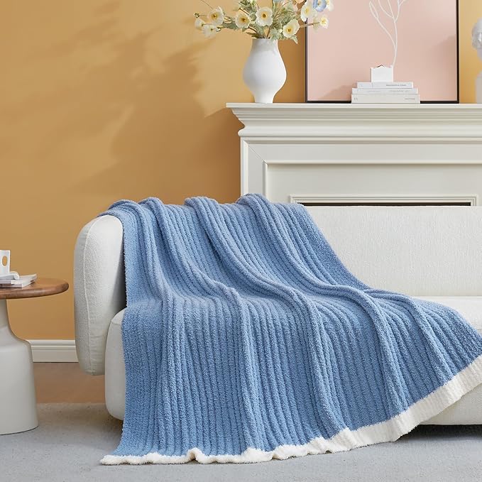 Snuggle Sac Ribbed Blue Throw Blanket - Image 9