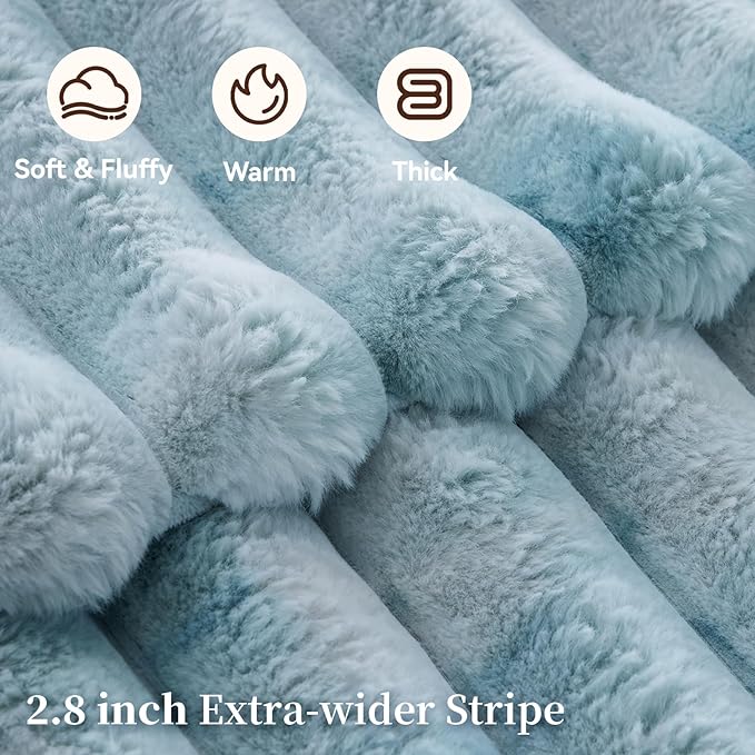 Fluffy Faux Fur Throw Blanket King Size, Thick 1000GSM Soft Cozy Throw Blankets - Image 3