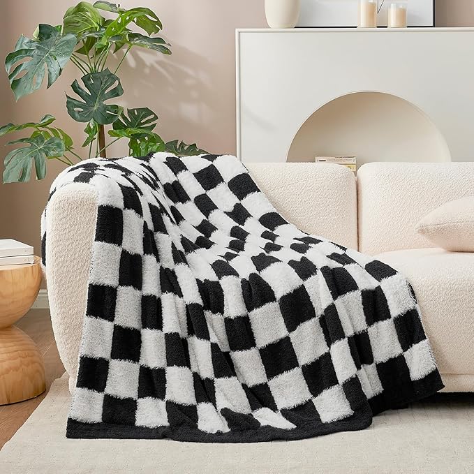 Snuggle Sac Faux Fur Checkered Blanket Twin Size - Image 3