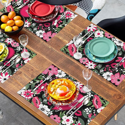 Happy Valentine's Day Placemats Set of 4 Valentine Flowers Love Heart Place - Image 7