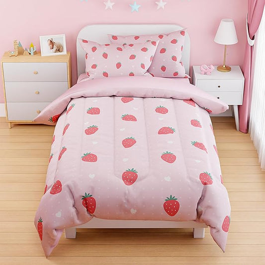 SANDJEST Strawberry Duvet Cover Sets Twin Size by SANDJEST