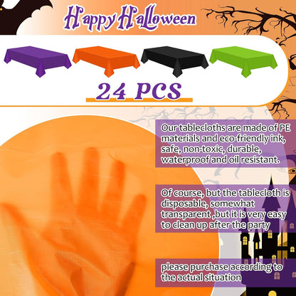 Patelai 24 Pcs Halloween Tablecloth 54"x108", Disposable Rectangle Plastic