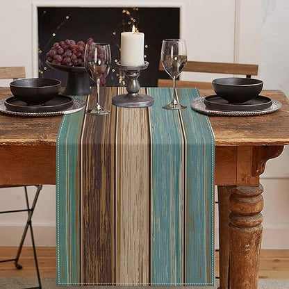 Emvency Farmhouse Table Runner, Vintage Green and Brown Art Painting by Emvency