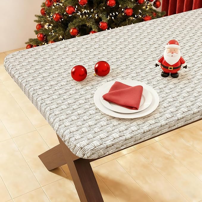 Smiry Rectangle Picnic Tablecloth, Wipeable Flannel Backed Table Covers by Smiry