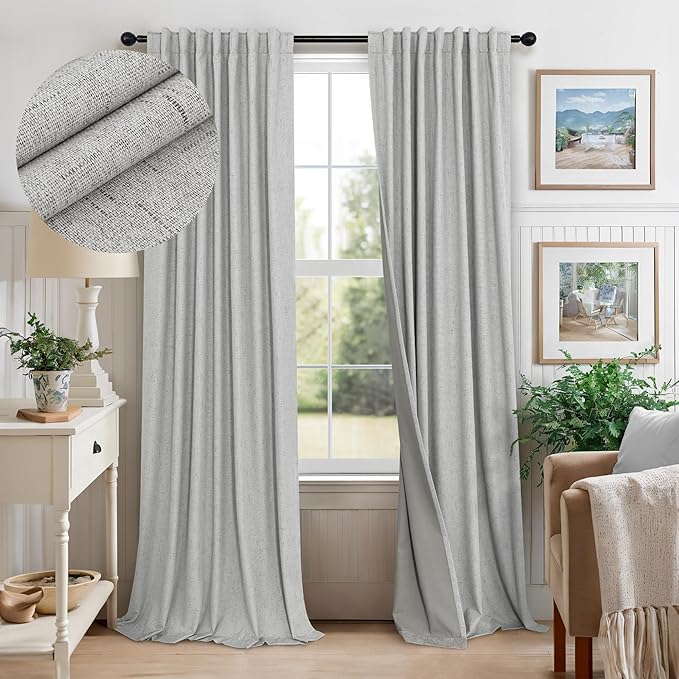 Gray Room Darkening Curtains 96 Inches Long by Pitalk
