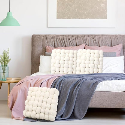 Wenqik 2 Pcs Knot Pillows Square Knotted Plush Throws Soft Accent Pillows - Image 6