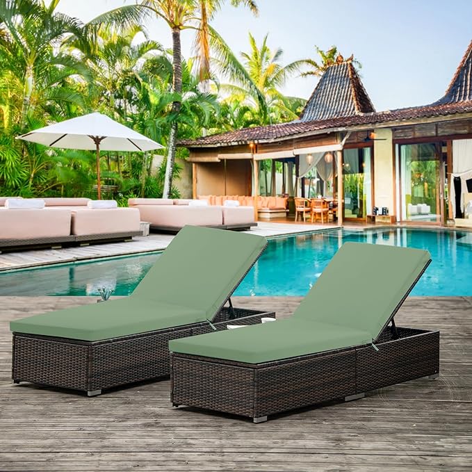 Chaise Lounge Cushions Outdoor Set of 2 - Image 9