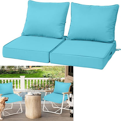 Outdoor Deep Seat Cushions for Patio Furniture Set of 2, Waterproof Outdoor by Vulacko