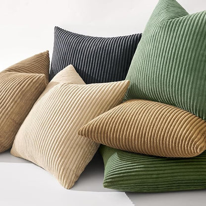 MIULEE Winter Pack of 2 Corduroy Soft Soild Decorative Square Throw Pillow - Image 6