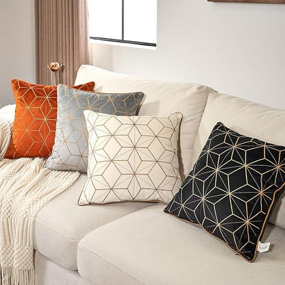Aeckself White Velvet Pillow Cover 20 x 20 Inch, Luxury Modern Square Gold - Image 5