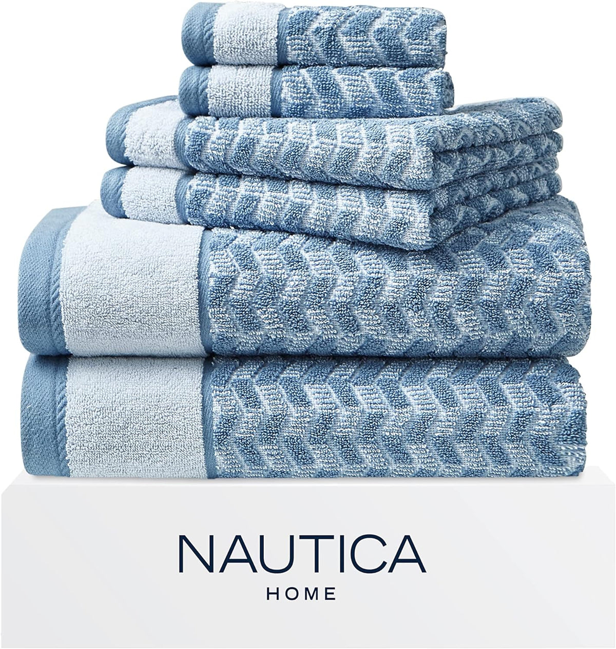 nautica - cotton hand, fingertip & bath towel shown in use