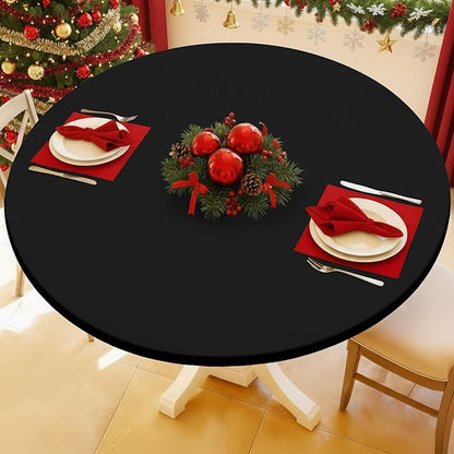 Round Spandex Tablecloth, Elastic Fitted Waterproof Tablecloths by Moosfor