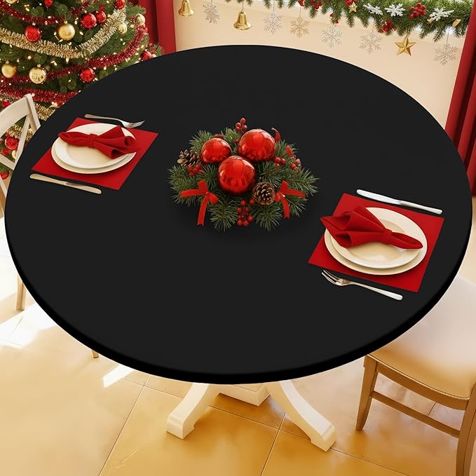 Round Spandex Tablecloth, Elastic Fitted Waterproof Tablecloths by Moosfor