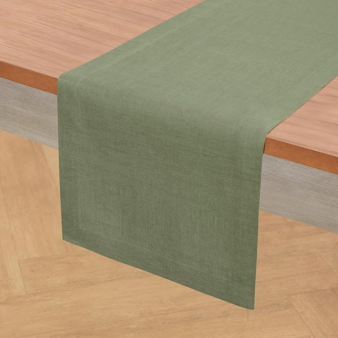 Solino Home Linen Oil Green Table Runner 108 Inches Long - Image 2