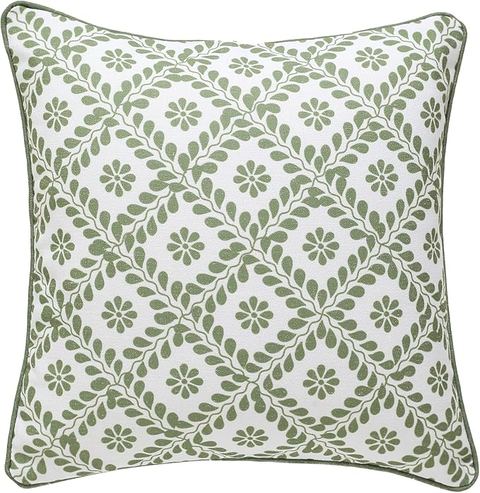 ISAENNE Design Fresh Linen Square Throw Pillow Covers 18"x18", French White by Isaennehomedecoration