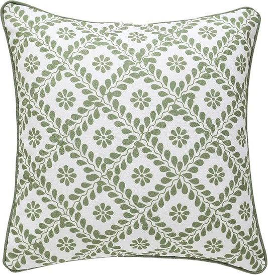 ISAENNE Design Fresh Linen Square Throw Pillow Covers 18"x18", French White by Isaennehomedecoration