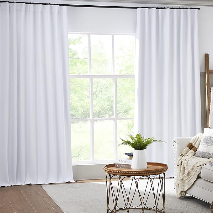 KEQIAOSUOCAI White Linen Full Blackout Curtains - Image 2