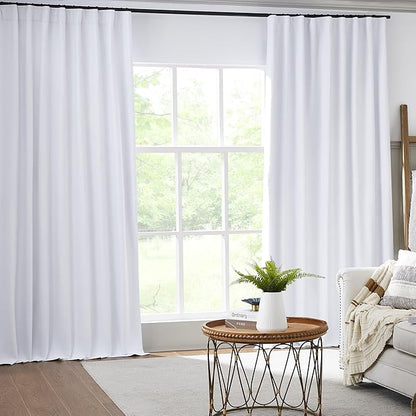 KEQIAOSUOCAI White Linen Full Blackout Curtains - Image 2