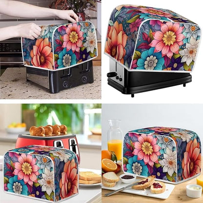 Boho Bright Blossom Flower Pattern Appliance Covers Set Washable Kitchen - Image 2