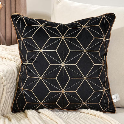Aeckself Black Geometric Velvet Throw Pillow Cover 18 x 18 Inch by AECKSELF