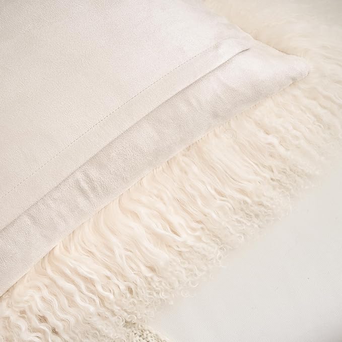 Genuine Mongolian Lamb Fur Pillow Cover – 12"x20" Rectangular Cushion Case – - Image 9