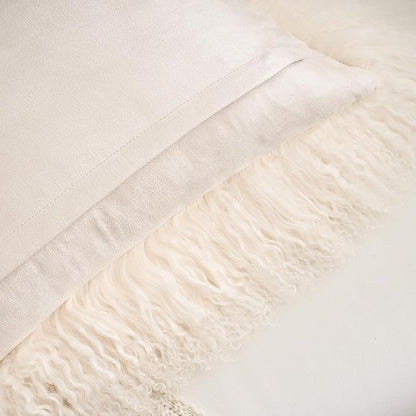 Genuine Mongolian Lamb Fur Pillow Cover – 12"x20" Rectangular Cushion Case – - Image 9
