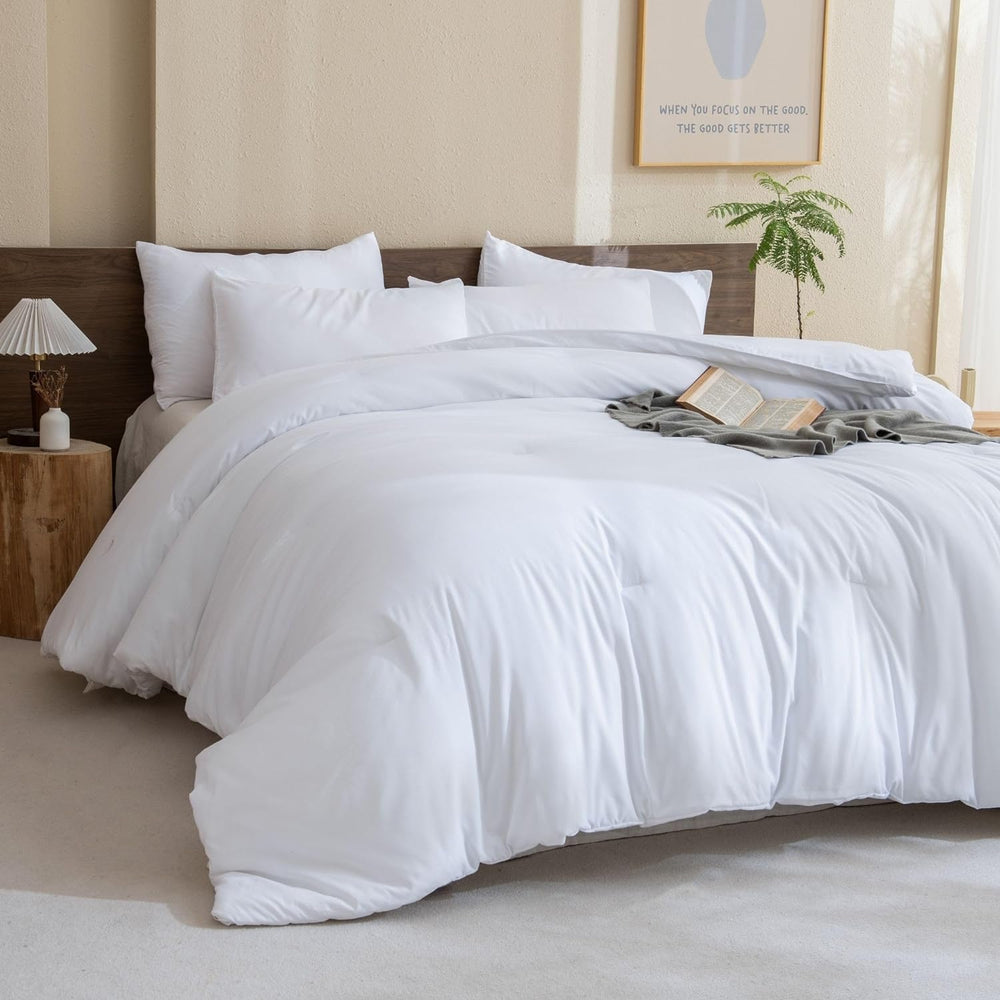 Paxrac White Comforter Full Size, 3 Pieces Boho Comforter Set, Lightweight So...