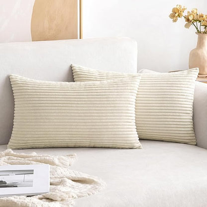 MIULEE Winter Pack of 2 Corduroy Pillow Covers Soft Soild Cushion Cases by MIULEE