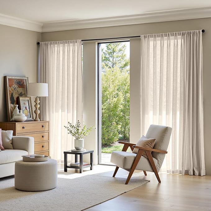 jinchan Linen Blend Curtain 96 inch Length 1 Panel - Image 3