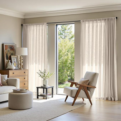 jinchan Linen Blend Curtain 96 inch Length 1 Panel - Image 3