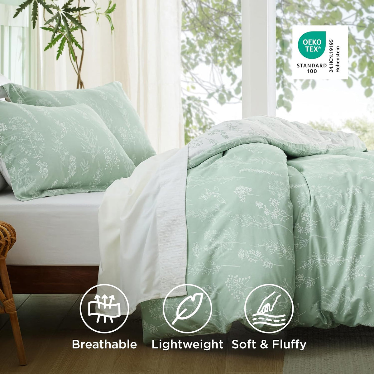 bedsure floral comforter set cute bedding set full, side view