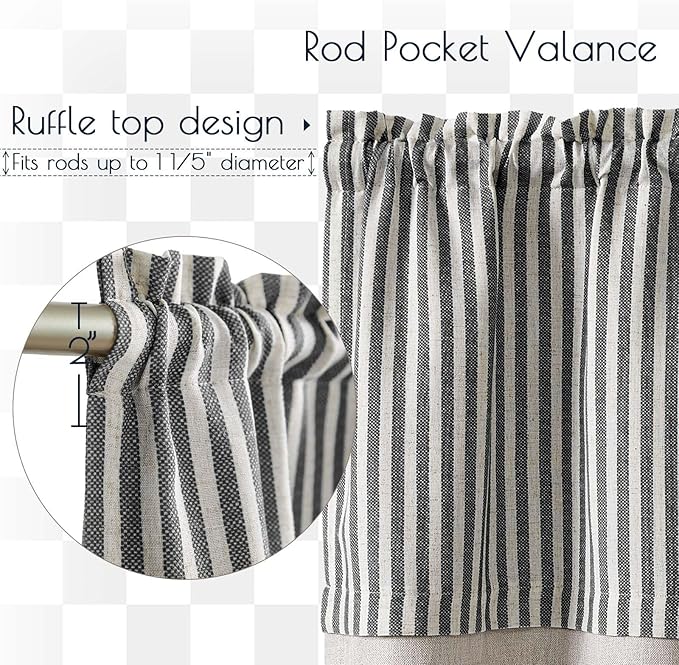 jinchan Linen Stripe Curtain Double Layer Valance - Image 6