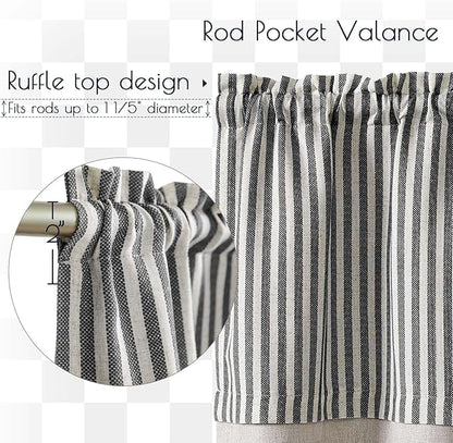 jinchan Linen Stripe Curtain Double Layer Valance - Image 6