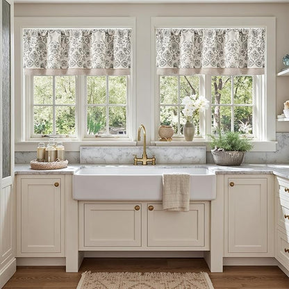 jinchan Linen Valance Kitchen Curtain Pack of 2 Double Layer 16 Inch - Image 3